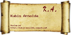 Kubis Arnolda névjegykártya